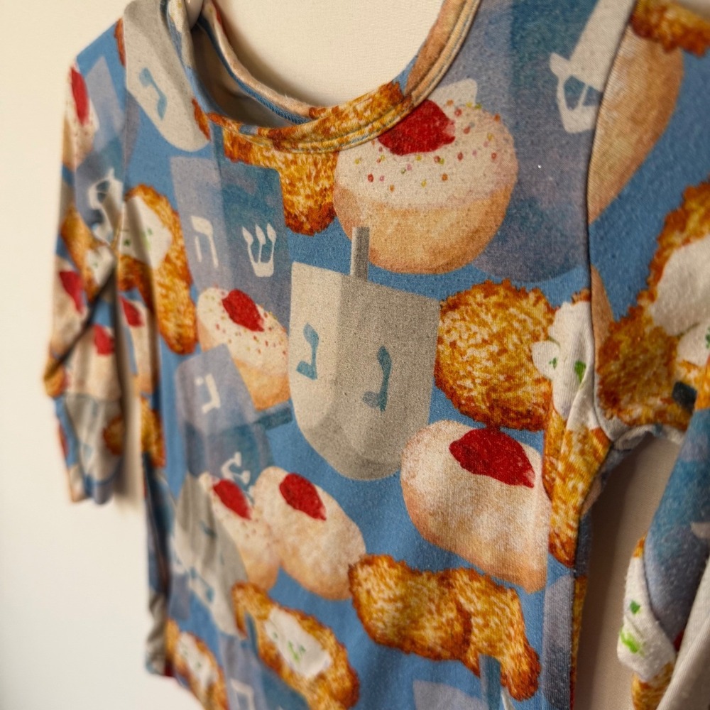 Posh Peanut Pajama Set Hanukkah Holiday Dreidel Long Sleeve Size 18-24m - Picture 3 of 5